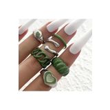 Girift Vintage Dainty Yeşil 6 Adet Eklem Ve Yüzük Seti