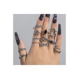 Girift Vintage Denty Çiçek El Yılan Figütlü Vintage Yüzük Seti