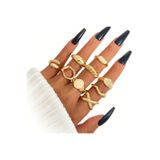 Girift Vintage Rina 9 Adet Punk Stili Gold Yüzük Seti Ayarlanabilir