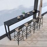 Giriş Konsolu Masaları, Oturma Odası için Dar Cam Yan Sehpalar, Arduvaz Tepsili Endüstriyel Bar Masası, Mutfak, Balkon, Kafe için Yüksek Yemek Masası (Siyah 200