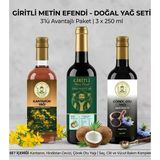 Giritli Metin Efendi Doğal Yağ Seti 3 X 250 Ml - Kantaron Yağı, Hindistan Cevizi Yağı, Çörek Otu Yağı