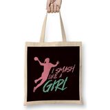 Girl Handball Player Handballer Ball Sports Coach Trainer Bez Çanta Uzun Saplı - Açık Bej - 40 X 40