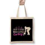 Girl Who Loves Curling Player Team Coach Curling Stones Bez Çanta Uzun Saplı - Açık Bej - 40 X 40