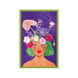 Girl with Blooming Head – Çiçek Açan Kadın İllüstrasyonu | Dekoratif Sanat Kartı & Hediye Not Kartı | 10x15 cm