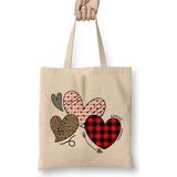 Girls Valentines Day S Hearts Love Leopard Plaid Kids Bez Çanta Uzun Saplı - Açık Bej - 40 X 40