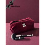 Girlsy Bags Kadife Bordo Makyaj Çantası Büyük Boy Fermuarlı Portföy Çanta Yılbaşı Hediyesi Şık Gece Çantası