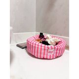 Girlsy Bags Pembe Çizgili Küçükorganizer Sepet Dolap Içi Düzenleyici Makyaj Çantası Kumaş Organizer Çanta