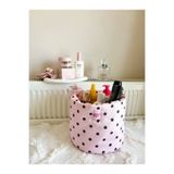 girlsybags Puantiyeli Pembe Sıvı Geçirmez Büyük Organizer Sepet Dolap İçi Düzenleyici Makyaj Çanta Kumaş Organizer