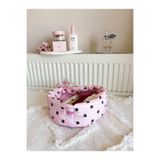 girlsybags Puantiyeli Pembe Sıvı Geçirmez Küçük Organizer Sepet Dolap İçi Düzenleyici Makyaj Çanta Kumaş Organizer