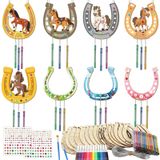 gisgfim 16 paket çocuklar için at el sanatları rüzgar çanı kitleri kendi at nalı rüzgar çanı süsleme bitmemiş ahşap DIY boyama at sanat el sanatları okul ev asılı dekor doğum günü kaynağı iyilik