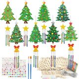 gisgfim 16 paket çocuklar için Noel el sanatları rüzgar çanı kitleri kendi Noel ağacı rüzgar çanı süsleme bitmemiş ahşap DIY boyama çan sanat el sanatları okul ev kış asılı dekor malzemeleri iyilik