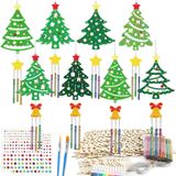 gisgfim 16 paket çocuklar için Noel el sanatları rüzgar çanı kitleri kendi noel ağacınızı yapın bitmemiş ahşap kesme rüzgar çanı süsleme DIY boyama sanatları okul ev kış asılı dekor kaynağı iyilik
