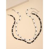 Gistoria Yin ve Yang Siyah Beyaz Boncuk 2'li Kolye Seti - ayarlanabilir - Siyah - Beyaz - 40-45 + 5 cm