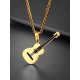 Gitar Gold 316L Paslanmaz Çelik Kolye Alerji Yapmaz Kadın&Erkek