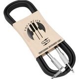 Gitar Jack Kablosu 5m - Düz/L Elektro Akustik Bas Bağlama Keman Amfi & Mixer Uyumlu Jak Kablo - Gümüş - Siyah