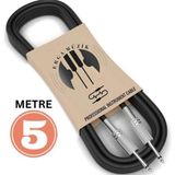 Gitar Jack Kablosu 5m - Elektro Akustik Bas Bağlama Keman Kemençe Amfi & Mixer Uyumlu Jack Kablosu - Siyah - Gümüş - 500 cm