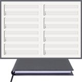 Gitar Nota Defteri (Boş ve Tab Anahtarlı)% 100 El Yapımı, El Dikişi, (İplik Dikiş) Gerçek Cilt Bezi A/5 - Gri