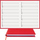 Gitar Nota Defteri (Boş ve Tab Anahtarlı)% 100 El Yapımı, El Dikişi, (İplik Dikiş) Gerçek Cilt Bezi A/5 - Kırmızı