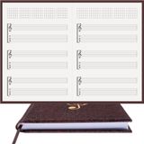 Gitar Nota Defteri (Sol ve Tab Anahtarlı, Akortlu)% 100 El Yapımı, El Dikişi, Kuşe Ciltli A/5 - Kahve-Beyaz