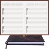 Gitar Nota Defteri (Sol ve Tab Anahtarlı, Akortlu)% 100 El Yapımı, El Dikişi, Kuşe Ciltli A/5 - Kahve-Lila