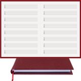 Gitar Nota Defteri - (TAB Anahtarlı) 11 Çıtalı% 100 El Yapımı, El Dikişi, Gerçek Cilt Bezi A/5 - Bordo