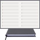 Gitar Nota Defteri - (TAB Anahtarlı) 11 Çıtalı% 100 El Yapımı, El Dikişi, Gerçek Cilt Bezi A/5 - Gri