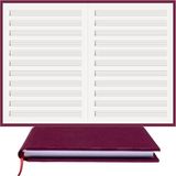 Gitar Nota Defteri - (TAB Anahtarlı) 11 Çıtalı% 100 El Yapımı, El Dikişi, Kumaş Ciltleme (A/4) - Bordo