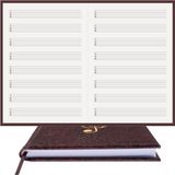 Gitar Nota Defteri - (TAB Anahtarlı) 11 Çıtalı% 100 El Yapımı, El Dikişi, Kuşe Ciltli A/5 - Kahve-Beyaz