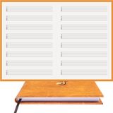 Gitar Nota Defteri - (TAB Anahtarlı) 11 Çıtalı% 100 El Yapımı, El Dikişi, Kuşe Ciltli A/5 - Kavun-Sarı