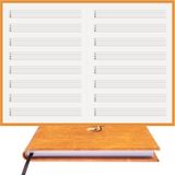 Gitar Nota Defteri - (TAB Anahtarlı) 11 Çıtalı% 100 El Yapımı, El Dikişi, Kuşe Ciltli A/5 - Sarı