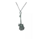 Gitar Ve Kuru Kafa Temalı Metal Rock Kolye – Unisex - 60 Cm Zincir