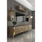 Givayo Mobilya Laura Modern Tv Ünitesi 180 cm Ceviz Gold Suntalam Malzeme ile Şık Tasarım - Ceviz - Gold