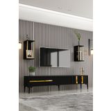 Givayo Mobilya Lükens Tv Ünitesi Siyah Gold 180 Cm