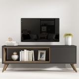 Givayo Mobilya Moussa Modern Tasarımlı Tv Ünitesi Antrasit Ceviz Suntalam 123 cm Genişlik 45 cm Yükseklik