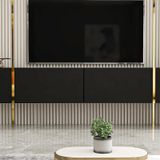 Givayo Mobilya Su Tv Ünitesi Siyah Altın 150 Cm Duvara Monte Ayaklı