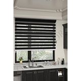 Givayo Stor Siyah Bambu Zebra Perde Etek Dilimsiz 180x200 Cm