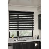 GİVAYO STOR Siyah Bambu Zebra Perde Etek Dilimsiz