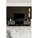 Givayo Wood's Givay Mobilya Toledo Tv Ünitesi 200 cm Antrasit-Siyah Altın