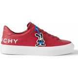 Givenchy Disney Oswald City Sport Kabartma Desenli Deri Spor Ayakkabı - Kırmızı