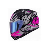 Givi 50.X SHARKBITE MAT SİYAH-GRİ-PEMBE KASK (MAVİ VİZÖR)