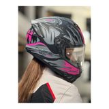 Givi 50.X SHARKBITE MAT SİYAH-GRİ-PEMBE KASK (ŞEFFAF VİZÖR)