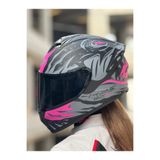 Givi 50.X SHARKBITE MAT SİYAH-GRİ-PEMBE KASK (SİYAH VİZÖR)