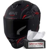 Givi Gıvı 50.x Arachno Mat Siyah-Kırmızı Kapalı Kask (Siyah Cam+Şeffaf Cam) - 2XL - Mat Siyah - Kırmızı