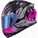 Givi Gıvı 50.x Sharkbıte Mat Siyah-Gri-Pembe Kask (Mavi Vizör) - XL