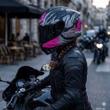 Givi Gıvı 50.x Sharkbıte Mat Siyah-Gri-Pembe Kask (Siyah Camlı) - Mat Siyah - Gri - Pembe