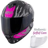 Givi Gıvı 50.x Sharkbıte Mat Siyah-Gri-Pembe Kask (Siyah+Şeffaf Camlı) - XS - Mat Siyah - Gri - Pembe