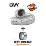 GİVY 10 Metre Telli Ankastre Ve Aspiratör Borusu || Alüminyum Davlumbaz Baca Flexible Boru Ve Folyo Bant