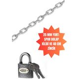 Givy 25 mm Gri Asma Yurt Kilit (Dolap Kilidi) 40 cm Zincirli
