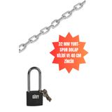 Givy 32 mm Gri Uzun Asma Yurt Kilit (Dolap Kilidi) 40 cm Zincirli