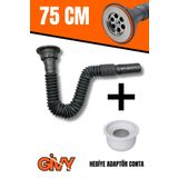 GİVY Aqua Gri Rakorlu Körüklü Lavabo Sifonu 75 Cm | Esnek Evye Gider Hortumu | Mutfak & Banyo Uyumlu